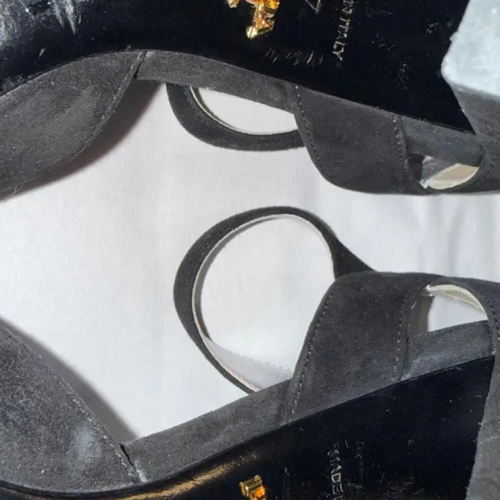 Prada black velvet suede block